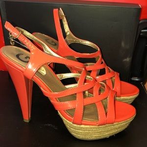 Peach Guess 6inch heel strapped heels